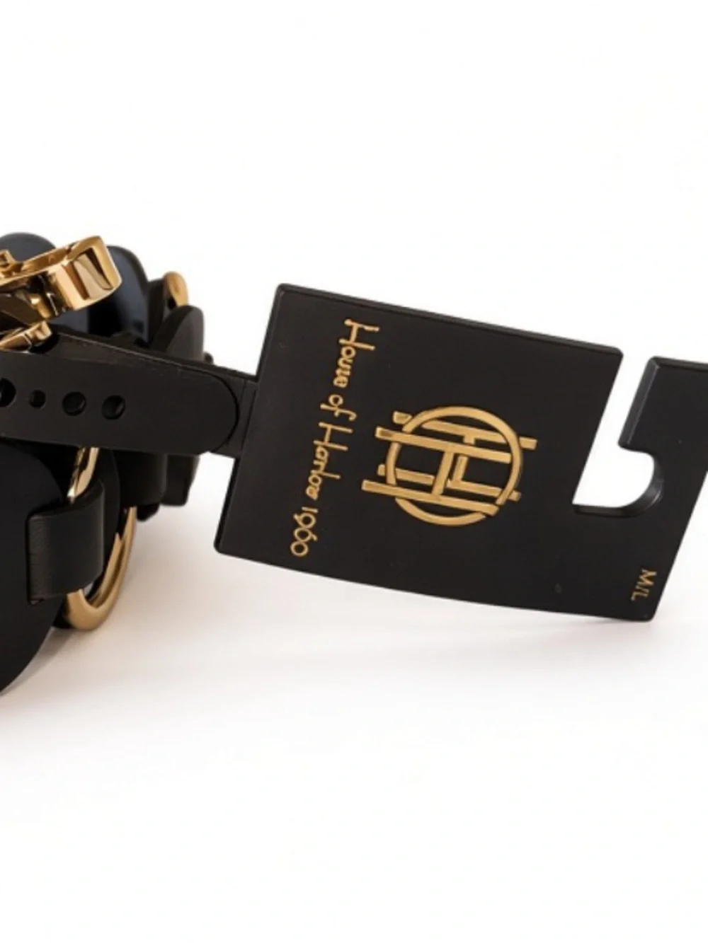 House of Harlow 1960 Adjustable Disc Link Belt Gold Tone M/L NWT Boho Black